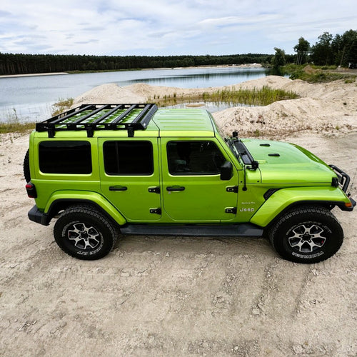 Galerie de Toit Aluminium – Jeep Wrangler JLU (2018–…) – Version Courte (Fixation Gouttières)