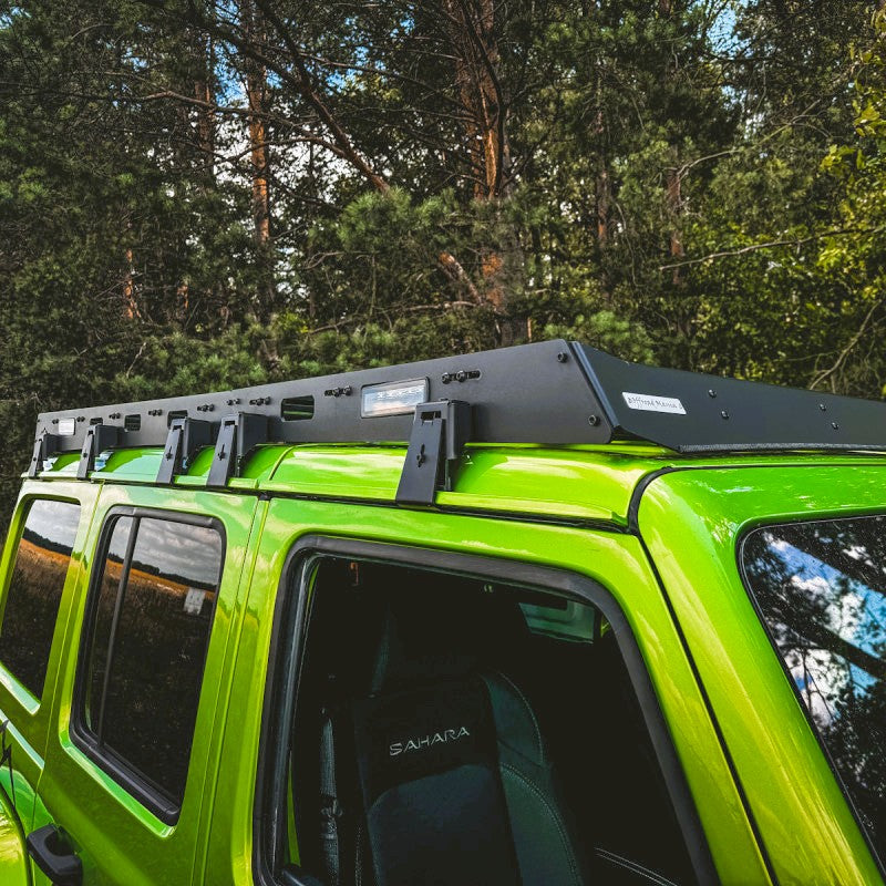 Galerie de Toit Aluminium – Jeep Wrangler JLU (2018–…) – Version Longue (Fixation Gouttières)