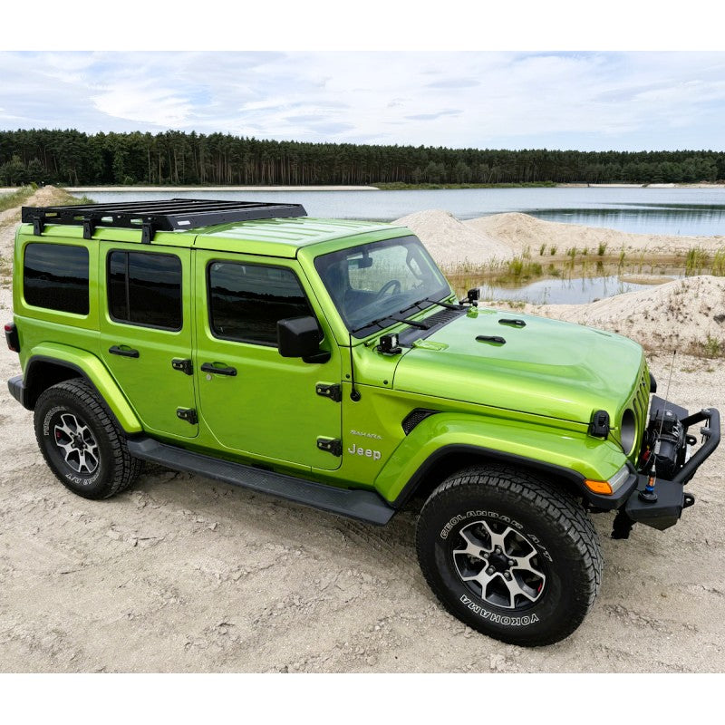 Galerie de Toit Aluminium – Jeep Wrangler JLU (2018–…) – Version Courte (Fixation Gouttières)